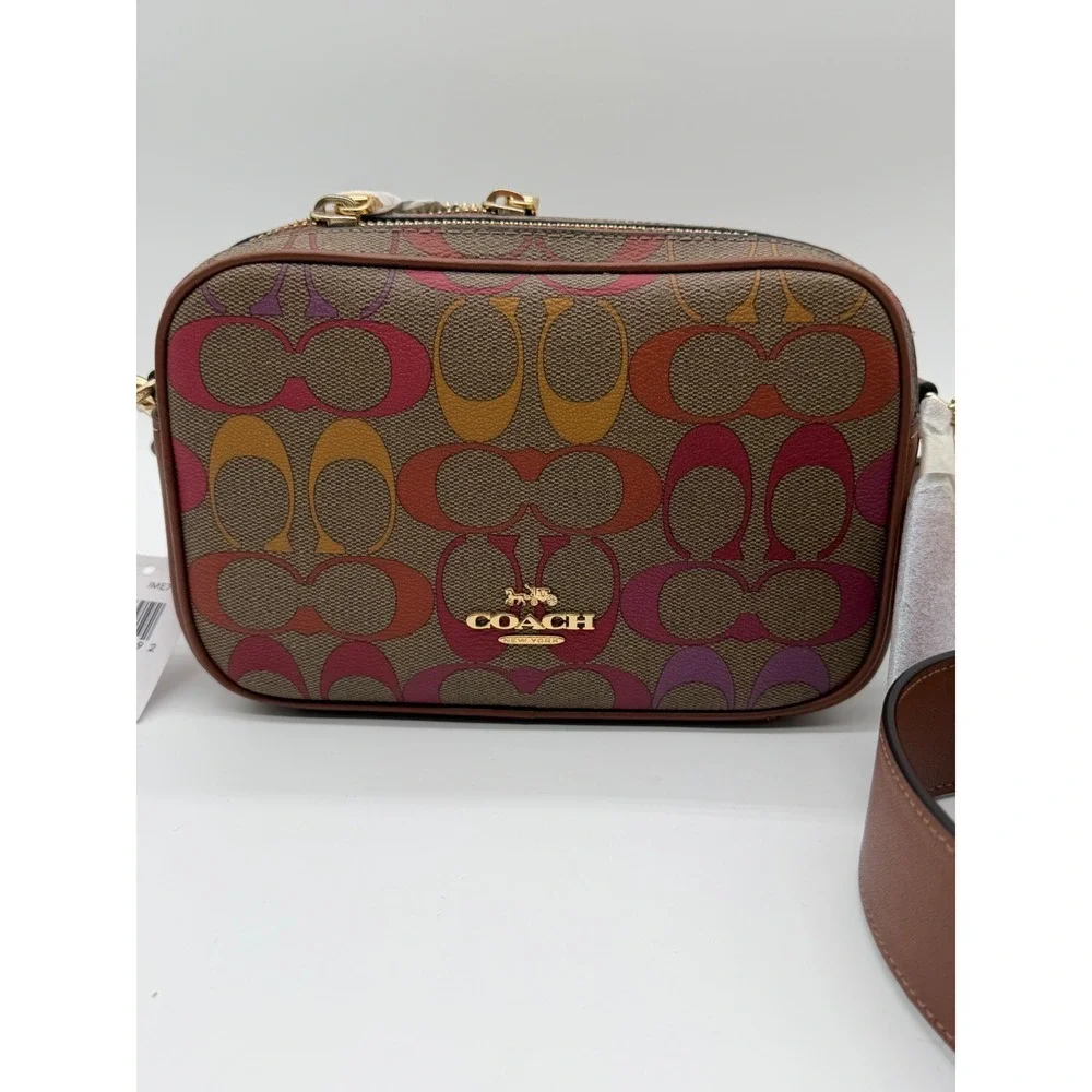 Coach Crossbody Bag Signature Rainbow Canvas Brown Multi‎ NEW